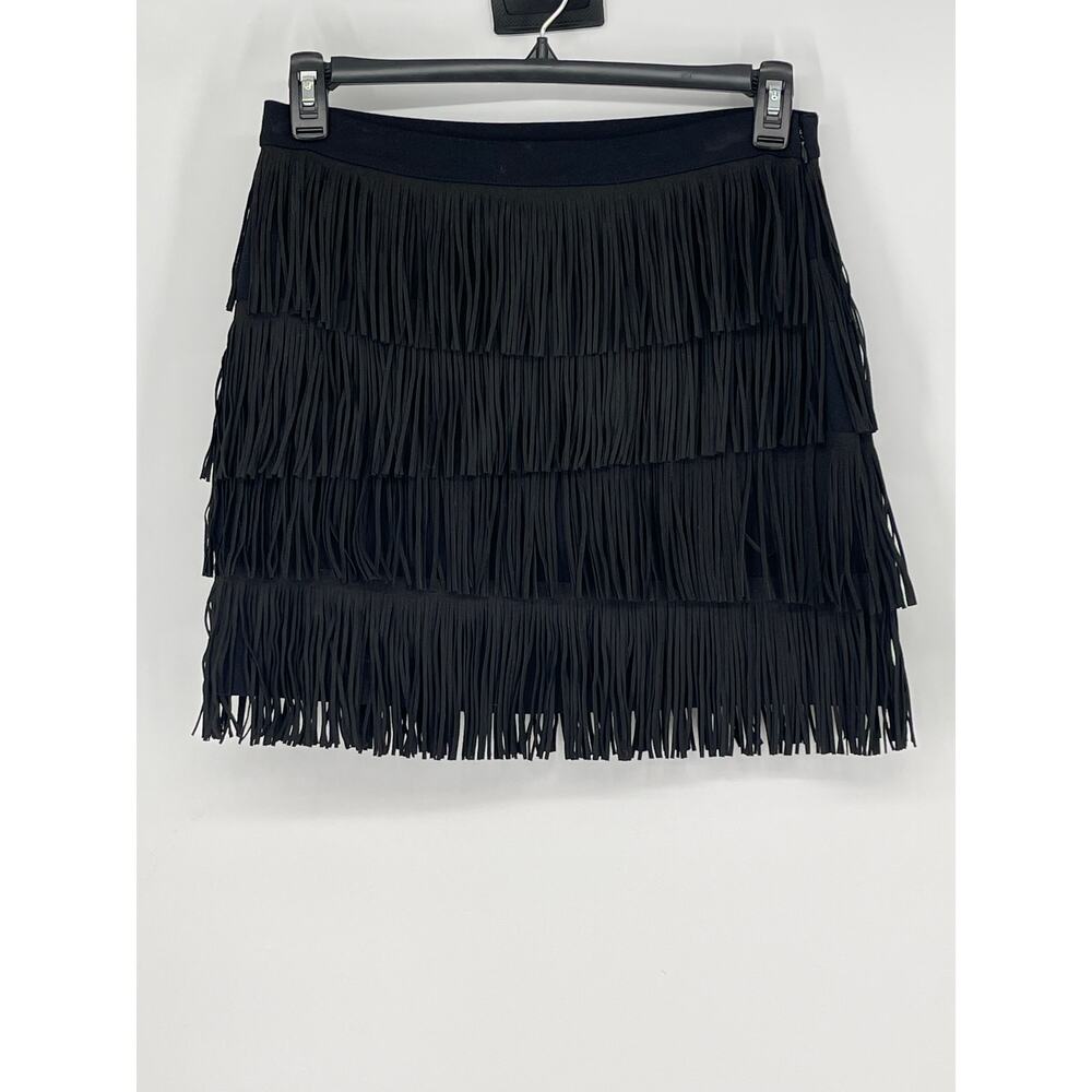 Express Black Tiered Fringe Mini Skirt Size M Festival Boho Witchy Whimsigoth‎ - Picture 2 of 7